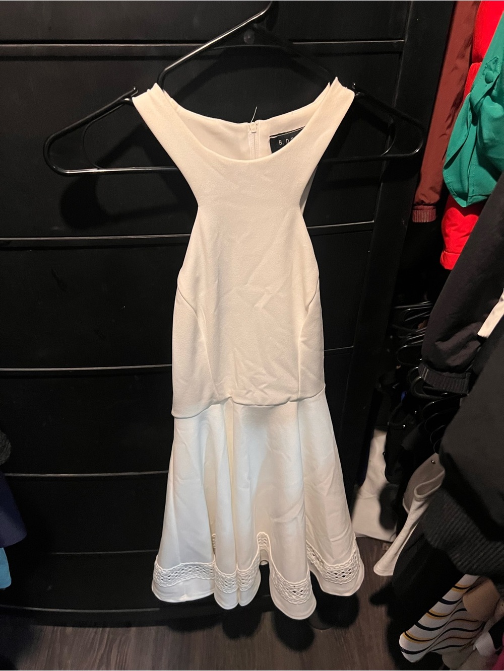 B Darlin White Sleeveless Midi Fit-and-Flare Dress